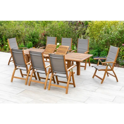 Abbildung von MERXX Garten Essgruppe &quot;Acapulco&quot;, (9 tlg.), 8 Klappsessel, ausziehbarer Tisch