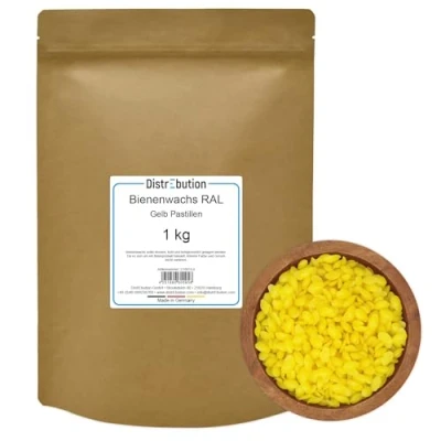 Abbildung von DistrEbution.com Bienenwachs Pastillen RAL gelb 1 kg Kerzenwachs Kerzen gießen