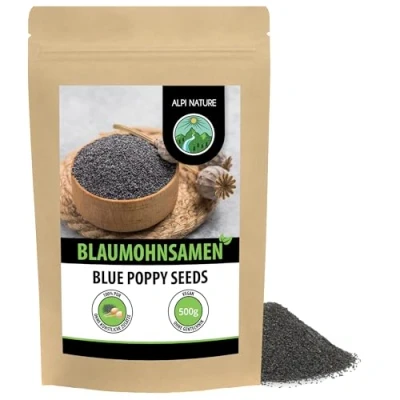 Abbildung von Blaumohn (500g), Mohnsamen ganz, Mohn 100% natürlich, zum Backen und Kochen, frei von Zusätzen