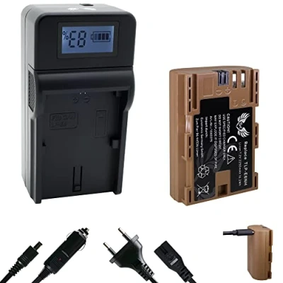 Abbildung von SK Akku Ersatz für Canon LP E6NH // 2250mAh mit USB Typ C Ladebuchse/NTC Sensor &amp; V1 Gehäuse + Speed Charger E6 E6N EOS 5D 7D R7