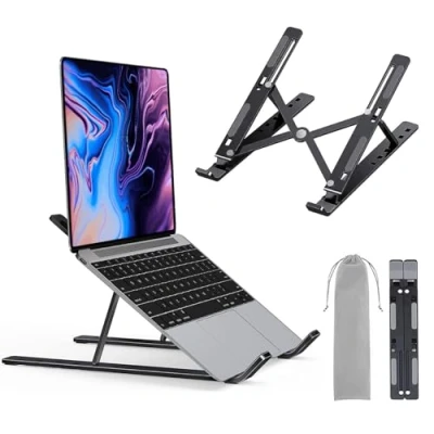 Abbildung von LAC FUTURE Laptop Ständer, 10 Stufe Notebook Höhenverstellbarer Laptopständer Belüftet Kühlung, Halterung für MacBook Pro Air, Dell, HP alle 17 Laptops (Schwarz)