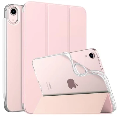 Abbildung von MoKo Hülle Kompatibel mit Neues iPad Mini (A17 Pro) 2024, 6.Generation Tasche 2021 (8,3 Zoll), Weiches TPU Transluzent Rückendeckel Schlankes Etui für 7/6 Gen, Helle Rosa