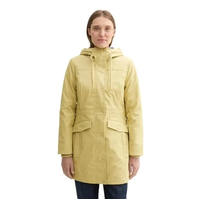 Abbildung von TOM TAILOR Damen 1042905 Regenmantel mit Steppung &amp; Kapuze, 35744 Green Spark, XL