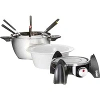 Abbildung von Unold Elektro Fondue 48615, 0,8 l, Edelstahl Fonduetopf plus feuerfestem Keramiktopf
