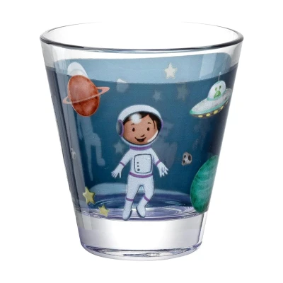 Abbildung von LEONARDO Bambini Avventura Trinkbecher Set 6 teilig Kindergläser mit Motiv aus hochwertigem Glas Größe S, Inhalt 215 ml Spülmaschinenfest, robust 6er Weltall, 044414