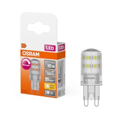 Abbildung von OSRAM Dimmbare LED PIN Lampe mit G9 Sockel, Warmweiss (2700K), 320 Lumen, klares Glas, Single Pack, 1 Stück (1er Pack), Dimmbar