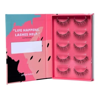 Abbildung von GirlGotLashes Flutter Fling Große Boxen Handgemachte Wimpernextensions Wimpernverlängerung für Zuhause 5 Wimpern Paare Lashes mit 7 Tagen Halt Vegan