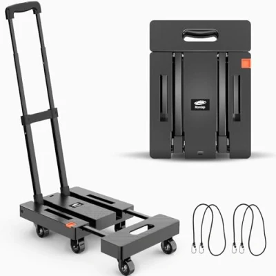 Abbildung von Ronlap Plattformwagen Klappbar Transportkarre inkl. 2 Expanderseilen, Faltbar Transportwagen Tragkraft 225KG Gepäckwagen mit 6 Räder, Lagerwagen, Schwarz