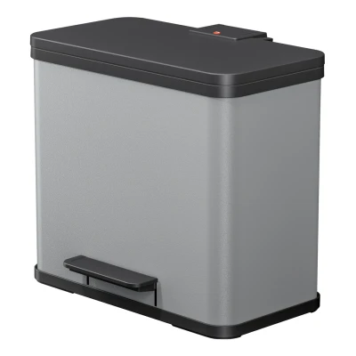 Abbildung von Hailo Mülleimer &quot;Öko duo Plus L&quot;, 2 Behälter, 26 l, Stahlblech o. Edelstahl, Kunststoff Inneneimer, Made in Germany
