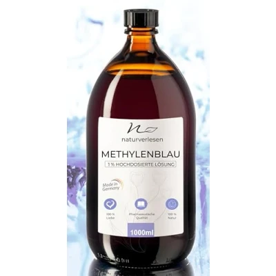 Abbildung von Methylenblau von naturverlesen hochdosierte Tropfen Höchste, laborgeprüfte Reinheit (Methylene Blue, Methylene Blau 1% Lösung) * Hergestellt in Deutschland (1000ml medizinische Braunglasflasche)
