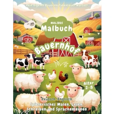 Abbildung von MALIBUS Malbuch Bauernhof für Kinder ab 2 Jahren Deutsch Englisch: 4 in 1 Kindermalbuch Spielerisches Malen, Lesen, Schreiben und Sprachenlernen 80 Motive