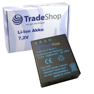 Abbildung von Trade Shop Li Ion Akku 7,4V / 2600mAh kompatibel mit Olympus OM D E M1 Mark II, III, M1X, Batteriegriff HLD 9, Ersatz für BLH 1