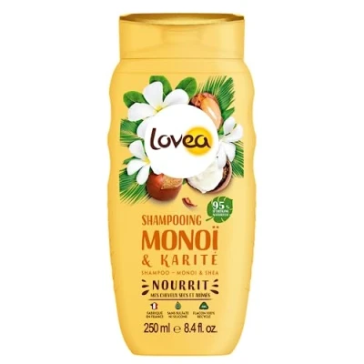 Abbildung von Lovea Shampoo 250 ml mit Monoi und Kariteöl, trockenes strapaziertes Haar