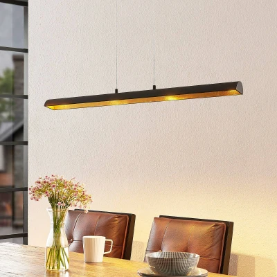 Abbildung von Lindby LED Hängeleuchte Solvina, dimmbar, Leuchtmittel fest verbaut, warmweiß, Modern, Metall, Schwarz, gold, 4 flammig, inkl.
