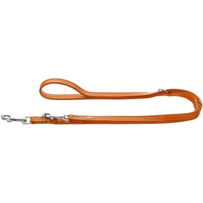 Abbildung von HUNTER CANNES Verstellbare Führleine für Hunde, Leder, Nappaleder, weich, edel, elegant, 1,5 x 200 cm, orange