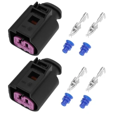 Abbildung von ECSiNG 2 Set polig abgedichtete Buchse Reparatur Steckverbinder 1J0973772 Lichtmaschine kompatibel mit Audi VW Seat Sokda