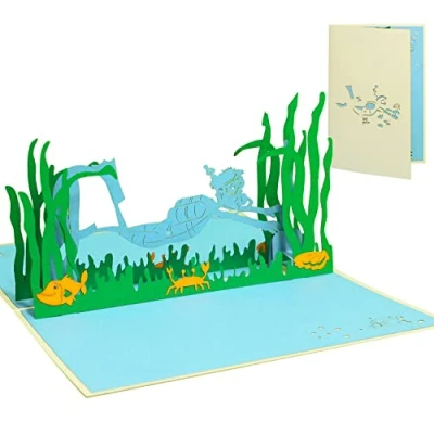 Abbildung von LINPopUp®, LIN17186, Pop Up Grußkarte 3D Grußkarten Glückwunsch Gutschein Wasserwelt Tauchen, N107