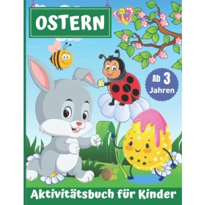 Abbildung von Aktivitätsbuch für Kinder ab 3 Jahren: Malen nach Zahlen,Punkt zu Punkt, Schwungübungen, Labyrinthe,Rätsel, Ausschneiden, BastelnOstergeschenke Mädchen Jungen 3,4,5,6 Jahre