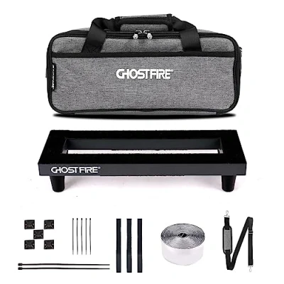 Abbildung von Ghost Fire Gitarren Pedalboard, Aluminiumlegierung, 0,4 kg, super leichter Effekt, 35 x 14 cm, mit Tragetasche, SPL 01