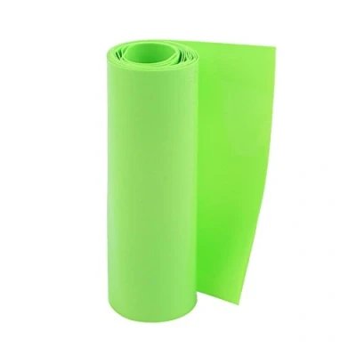 Abbildung von sourcing map 90mm flach Breite 2.5M Länge PVC Schrumpfschlauch Grün für 18650 Akkupack