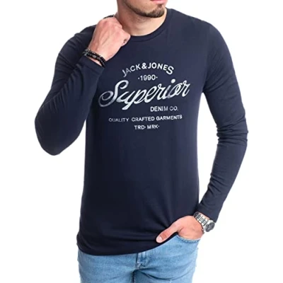 Abbildung von Jack &amp; Jones Langarmshirt mit Print vorne