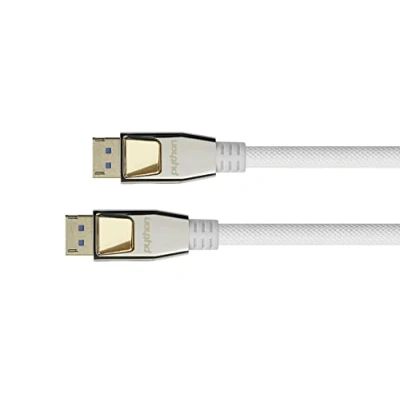 Abbildung von Python PREMIUM DisplayPort 2.0 Kabel 1 m 54 Gbit/s, UHBR 13.5 4K @240Hz / 8K @60Hz KUPFERLEITER NYLONGEFLECHT weiß