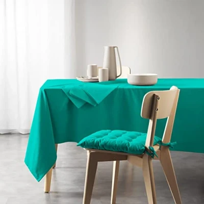 Abbildung von Douceur d&#039;Intérieur, Tischdecke, rechteckig (140 x 240 cm) Mistral Smaragd, recycelte Baumwolle