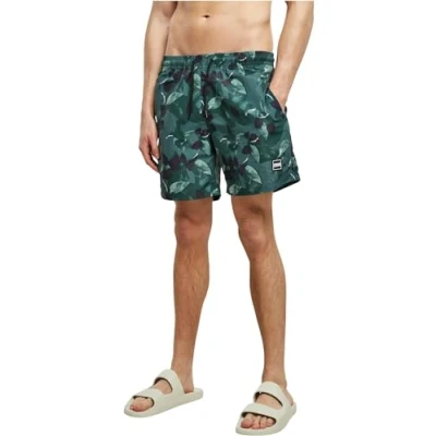 Abbildung von Urban Classics Pattern Badeshorts, Herren, Größe: Medium, Greenleafs