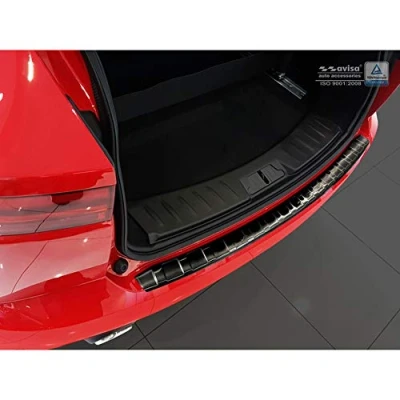 Abbildung von Avisa Schwarz Edelstahl Heckstoßstangenschutz kompatibel mit Jaguar E Pace 2017 2020 &amp; FL &#039;Ribs&#039;