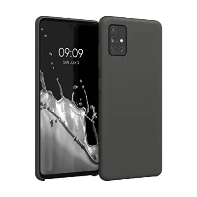Abbildung von kwmobile Hülle kompatibel mit Samsung Galaxy A51 Silikon Handy Case Handyhülle weiche Oberfläche kabelloses Laden Schwarz matt