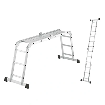 Abbildung von Hailo Gelenkleiter M60, Aluminium Universalleiter 4x3 Sprossen