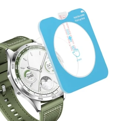Abbildung von kwmobile 2X Schutzglas kompatibel mit Huawei Watch GT4 46mm Folie Hart Glas Schutzfolie für Smartwatch Displayschutz Fitness Tracker Transparent