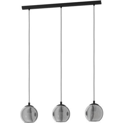 Abbildung von Eglo 98652 Pendelleuchte ARISCANI Rauchglas schwarz transparent E27 3X40W L:76,5cm B:16,5cm H:110cm dimmbar