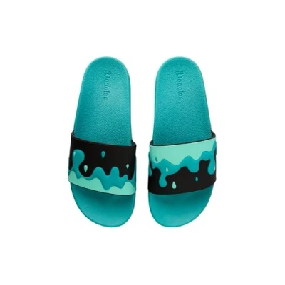 Abbildung von Dedoles Badeschuhe &amp; Hausschuhe viele lustige Designs Bücher Kaffee Katze Party Pizza Dackel Fuchs Panda Delfin Geschenk, Farbe: Türkise Wassertropfen, Gr.: 42 EU