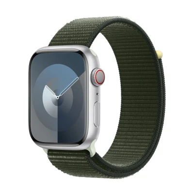 Abbildung von Apple Watch Armband Original Stoff Dunkelgrün Geeignet für Series 1 9 / SE Ultra (2)