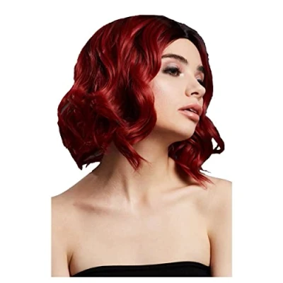 Abbildung von Smiffys Fever Kourtney Perücke, zweifarbig, Rubinrot, Long Bob mit Locken, Mittelscheitel, 30cm