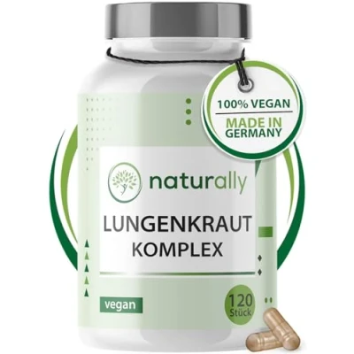 Abbildung von naturally Lungenkraut Kapseln [120 Stück] Komplex mit Eukalyptus, Thymian, Ingwer, Malve, Vitamin B2 vegan