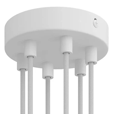 Abbildung von creative cables Kit zylindrischer Metall Lampenbaldachin mit 6 Löchern Zylindrisch, Mattweiß