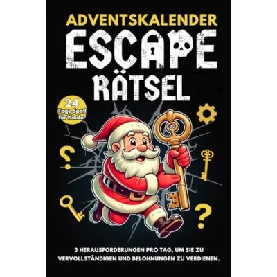 Abbildung von Adventskalender Escape Rätsel: Rätselbuch um auf Weihnachten zu warten 3 Herausforderungen pro Tag, sie vervollständigen 24 Tage Spaß für Kinder