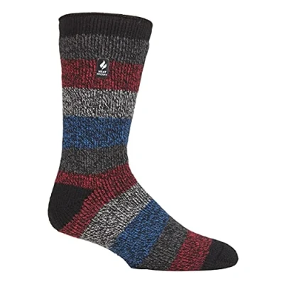 Abbildung von HEAT HOLDERS Herren Winter Extra Warm Thermosocken für Geschenk Innenfleece Socken (39 45, Schwarz/Grau/Rot (Mailand))