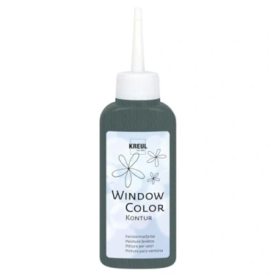 Abbildung von KREUL 42771 Window Color Konturenfarbe, grau 80 ml, zur besseren Abgrenzung von Motiven, für glatte Oberflächen wie Glas, Spiegel und Fliesen