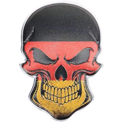 Abbildung von 3D Metall Skull Totenkopf Sticker Logo Emblem Badge Auto Aufkleber Deutschland Germany