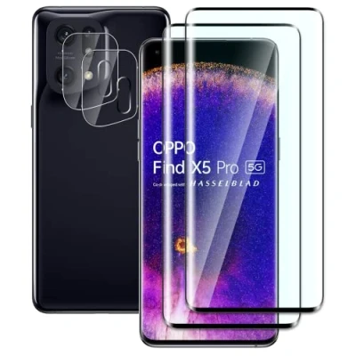 Abbildung von FWang [2+2 Stück] Temperglas Schutzfolie für OPPO Find X5 Pro und Kamera Schutzfolie,3D Volle Bedeckung,9H Härte,kratzfest,blasenfrei,HD Displayschutz