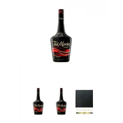 Abbildung von Tia Maria Kaffee Likör aus Jamaika 0,7 Liter + Schiefer Glasuntersetzer eckig ca. 9,5 cm Durchmesser