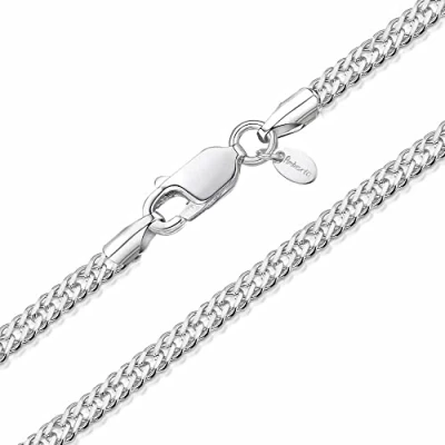 Abbildung von Amberta 925 Sterlingsilber Damen Halskette Rhombus Panzerkette 2 mm Breite Verschiedene Längen: 40 45 50 55 cm (50cm)