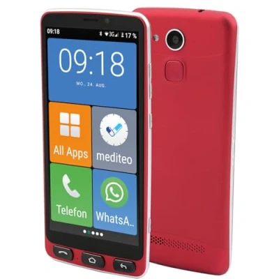 Abbildung von OLYMPIA OFFICE NEO rot 2287 Smartphone (5,5 Zoll, 16 GB Speicherplatz, 8 MP Kamera, seniorengeeignet, kompatibel mit Hörgeräte, extragroße Darstellung)