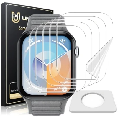 Abbildung von UniqueMe Schutzfolie für Apple Watch 10 46mm Folie [Flexible TPU] iwatch Displayschutz, Blasenfreie, Weich HD Klar Displayfolie, Volle Abdeckung, Anti Staub 5 Stück