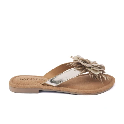 Abbildung von Lazamani Zehensteg Zehentrenner, Damen, Größe: 41, Gold Schuhe
