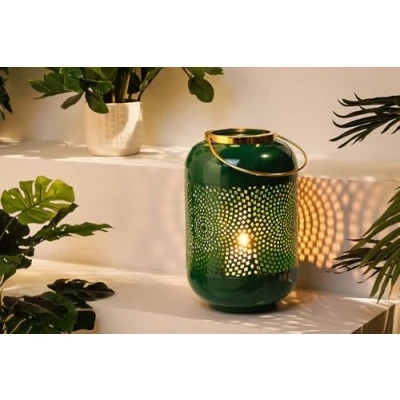 Abbildung von riess ambiente Windlicht CANDLELIGHT 30cm edelgrün / gold (Einzelartikel, 1 St), orientalischer Teelichthalter · Metall Deko Laterne Design