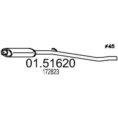 Abbildung von MTS 01.51620 Mittelschalldämpfer 1310 PEUGEOT: 205 Cabrio
